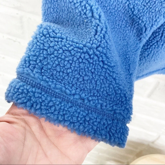 Land’s END Blue Oversized Sherpa 3/4 Zip Pull Over - Picture 3 of 8